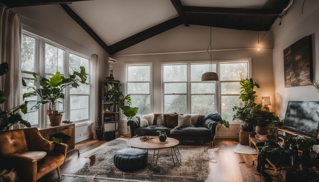 A clutter-free home with spider traps and varying nature photography.