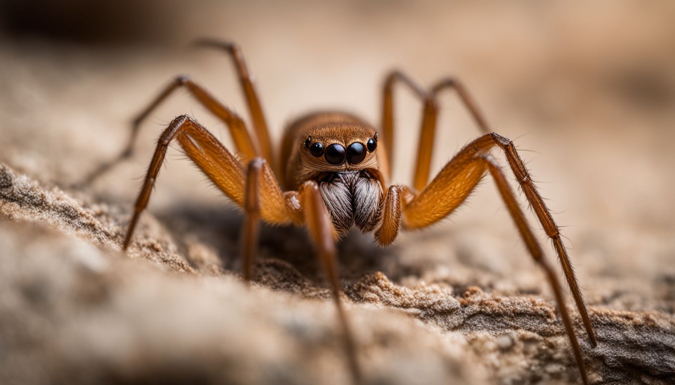 A close-up photo of a brown recluse spider in its natural habitat. A close-up photo of a brown recluse spider in its natural habitat.