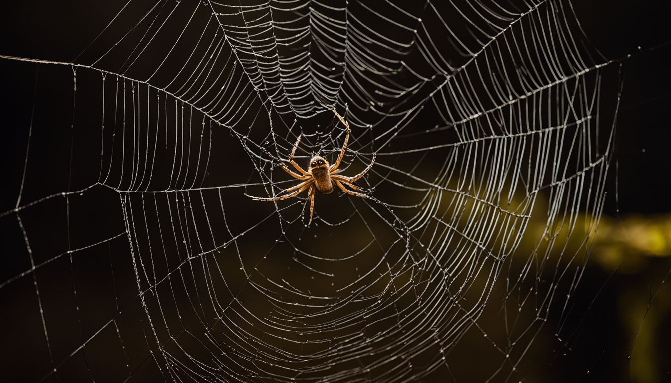 A spider weaving a web in a dark basement corner. A spider weaving a web in a dark basement corner.