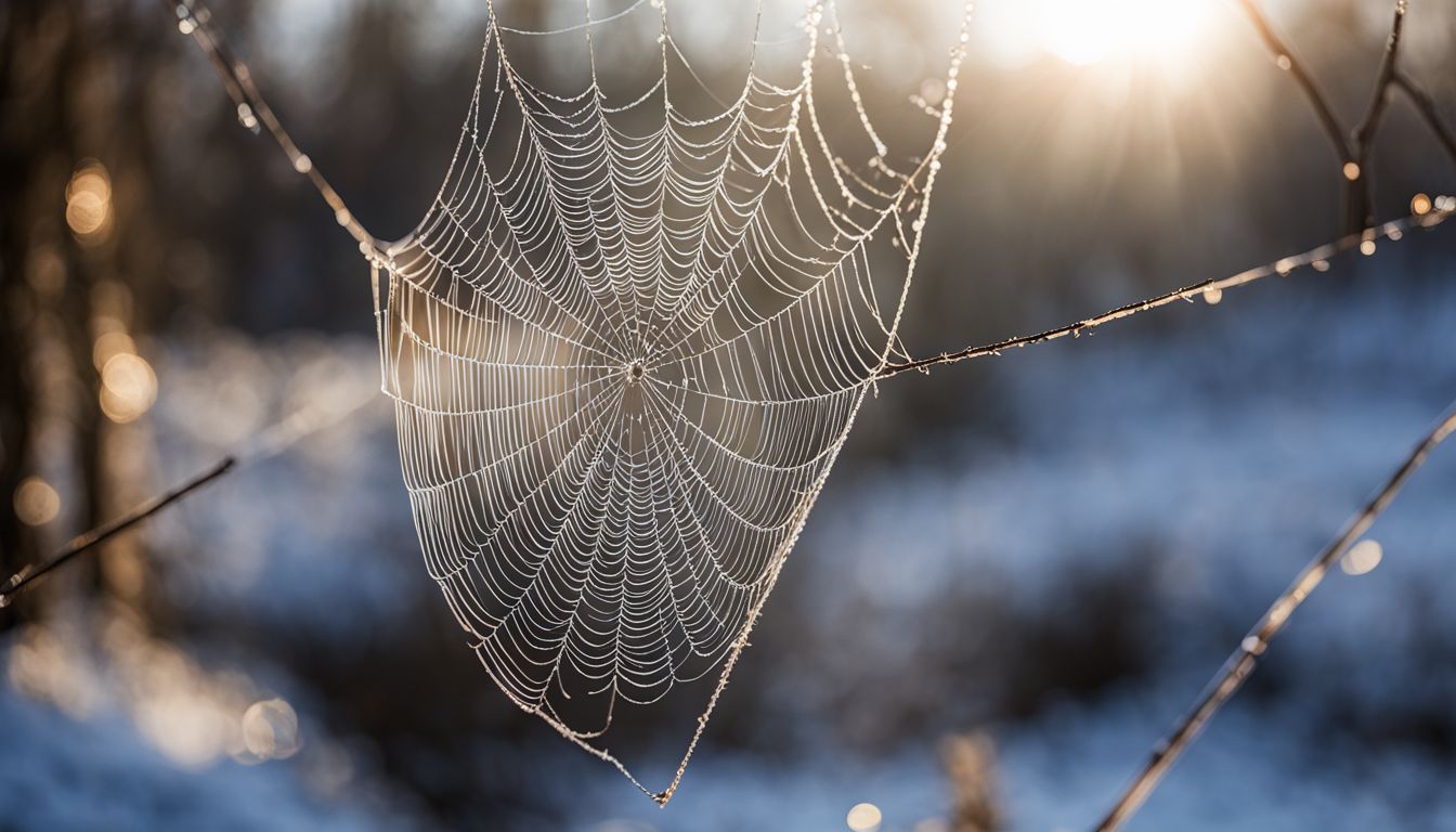 Close-up of a spider web in a snowy environment with varied faces and hair styles. Close-up of a spider web in a snowy environment with varied faces and hair styles.