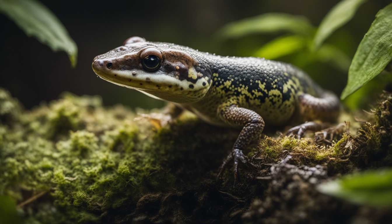 A photo of an elderly salamander in a lush natural habitat, captured with attention to detail and quality equipment. A photo of an elderly salamander in a lush natural habitat, captured with attention to detail and quality equipment.