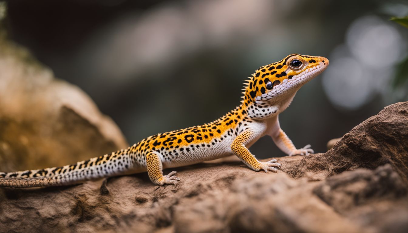 A leopard gecko exploring its natural habitat in various outfits. A leopard gecko exploring its natural habitat in various outfits.